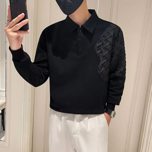 Polo T Shirt for Men 100℅ Cotton Pullovers Unicolor Man Sweatshirt Black Plain Sale Quotes Full Sleeve Designer Korean Autumn Xl