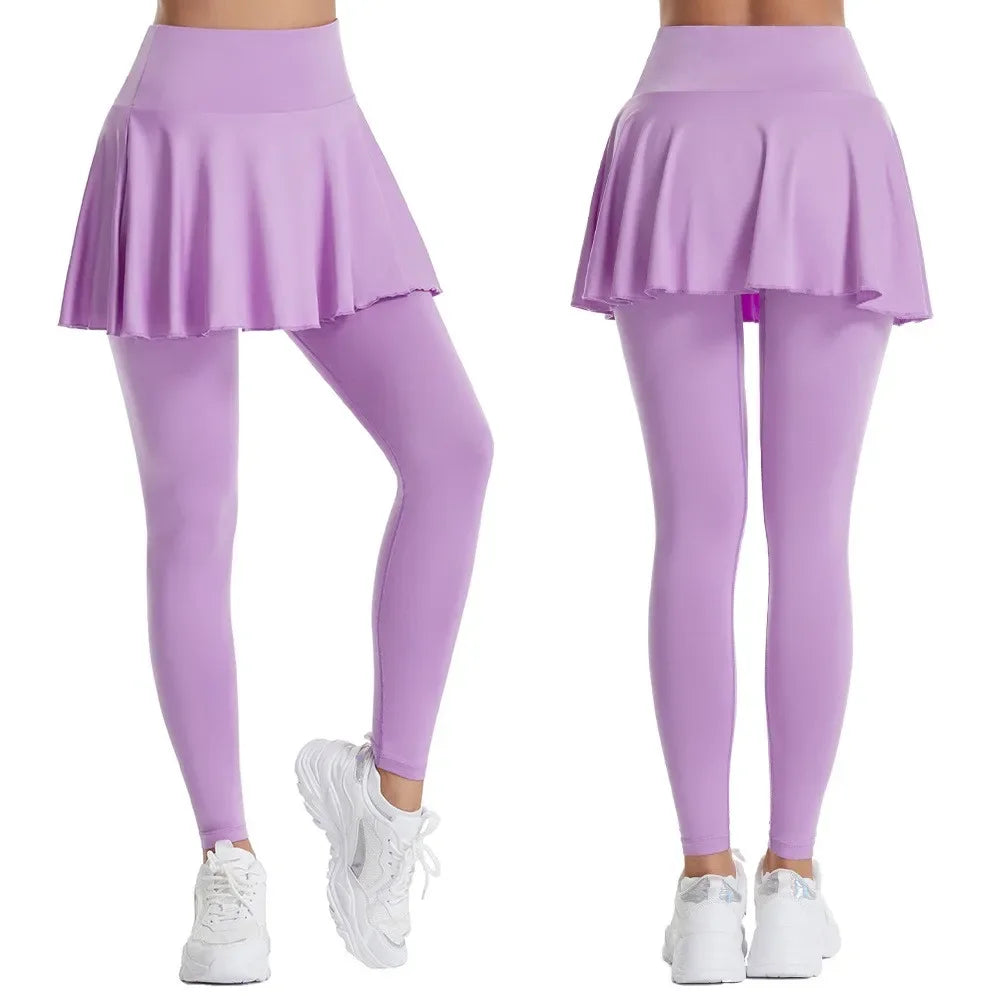Pants Skirt Combined in One Sweatpants Women's Pocket High Waist Belly Stretch Tight Nine-point Leggings Yoga Pants
