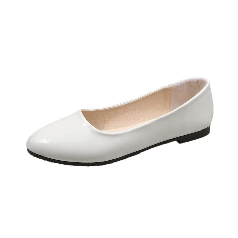 Women's Uniform Leather Shoes Spring Autumn Women Causal Flat Shoes Formal Versatile Black Ladies Ballet Shoes Non-slip Loafers