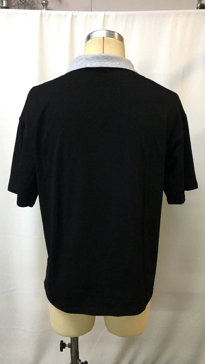 2025 Summer Surfing Polo Shirt for Men - Ethnic Print Contrast Color Stitching Unisex Oversized T-Shirt Casual Streetwear Fashio