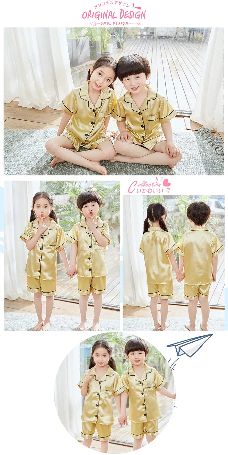 Pink Pajama Sets Short Sleeve T-Shirt Tops With Shorts Toddler Baby Sleeping Clothes Pijamas Sleepwear Boys Girls Kids Pyjamas