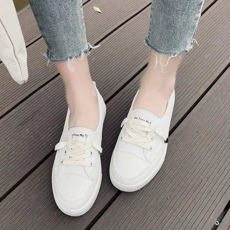 Women's Shoes 2024 New PU Leather Comfortable Casual Sports Shoes Fashionable Versatile Flat White Shoes