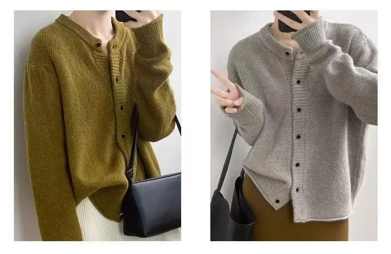 Sweater Coat for Women Autumn Winter New Collection High-End Loose Knit Cardigan