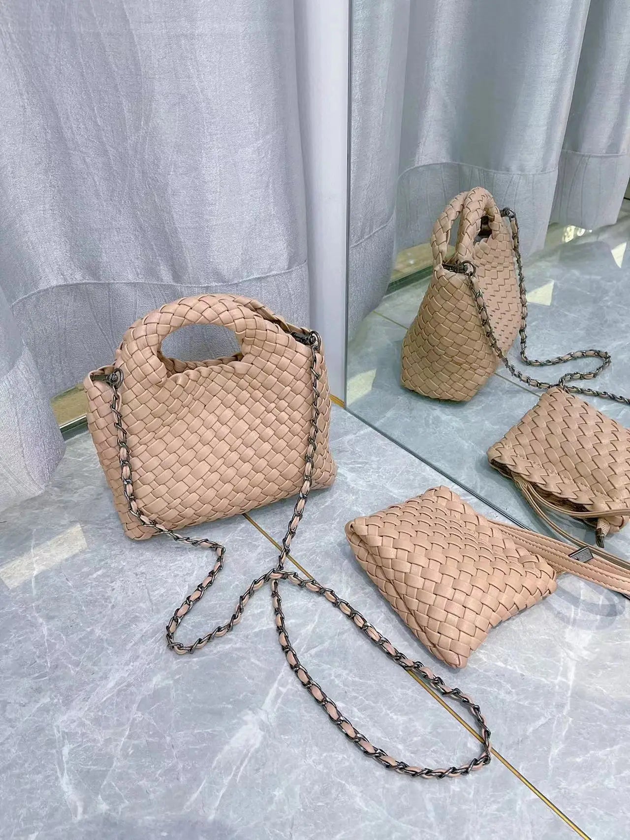 Hanrted Woven  Buet Bag Women's Crossbody Handbag Handheld Basket Bag Sli American Retro Sle Daily Use