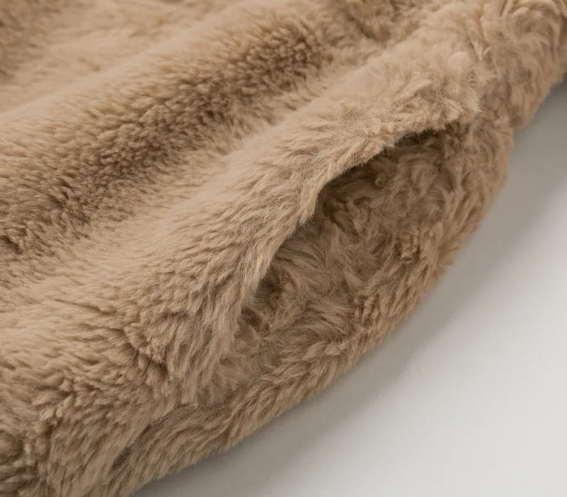 Autumn Winter Coat For Women 2025 New Elegant Teddy Bear Warm Thicken Fleece Faux Fur Coats Jacket Women Long Sleeve Outwear