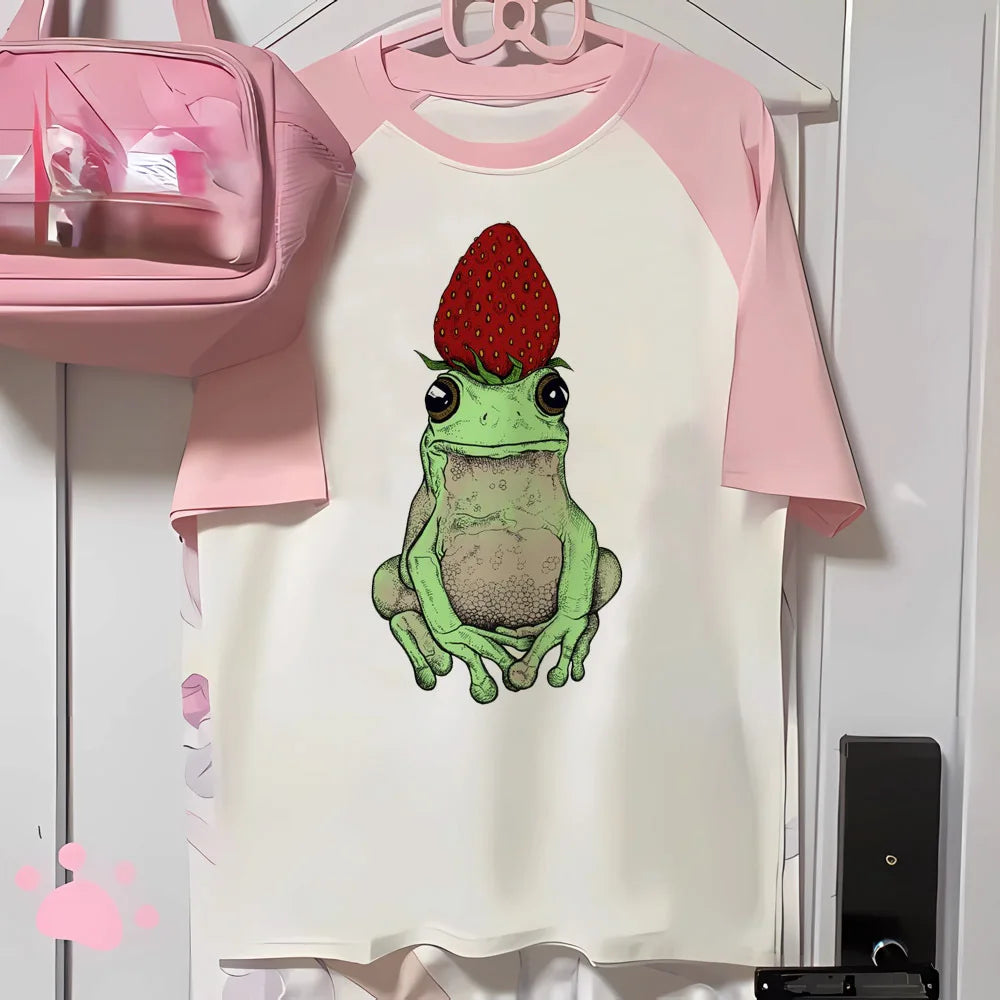 Strawberry t-shirts women printed design active wear casual wear tshirt female 2000s comic clothes