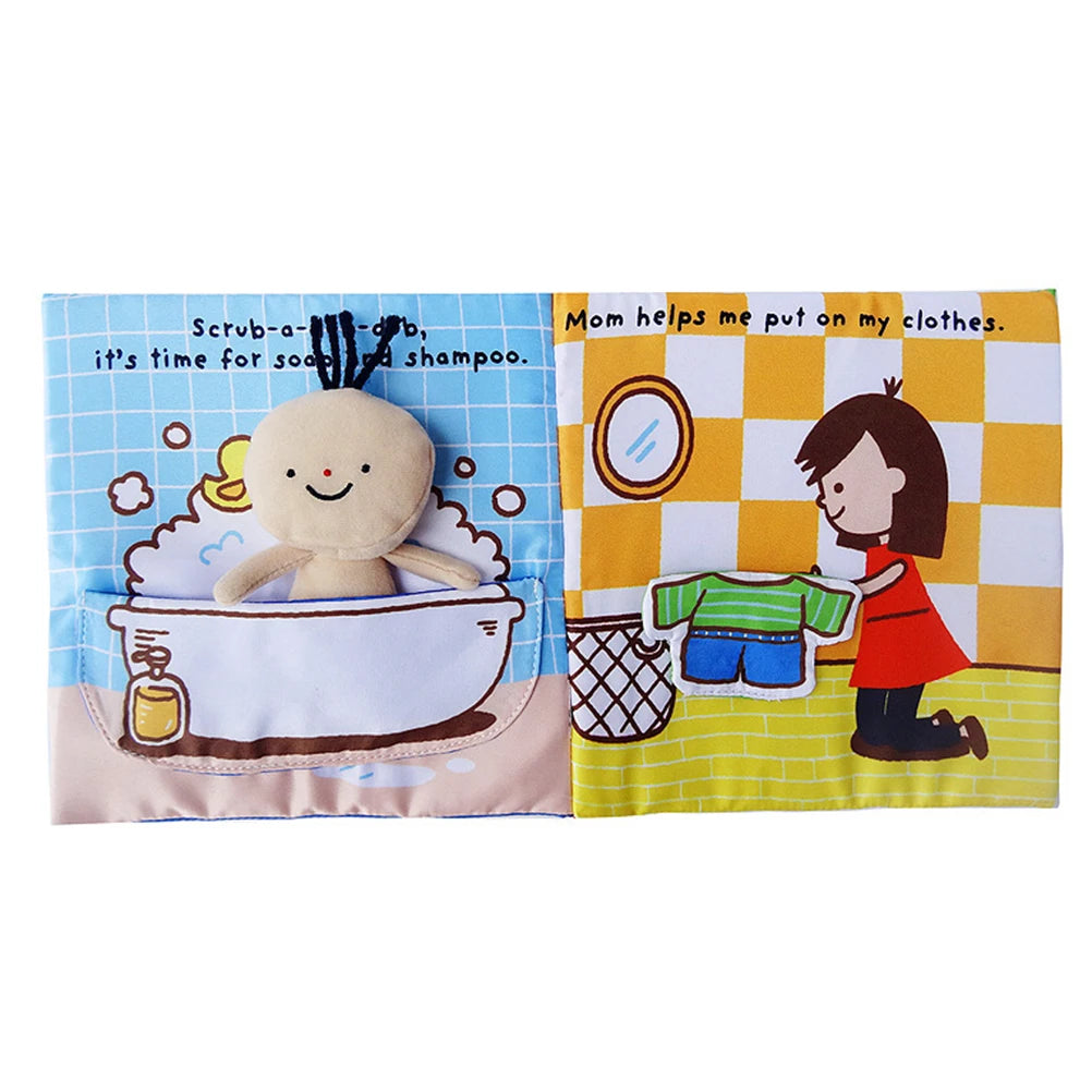 Baby First Cloth Book Washable Fabric Educational Durable Non-Toxic Infant Learning Books Crinkle Sensory Bath For Kids
