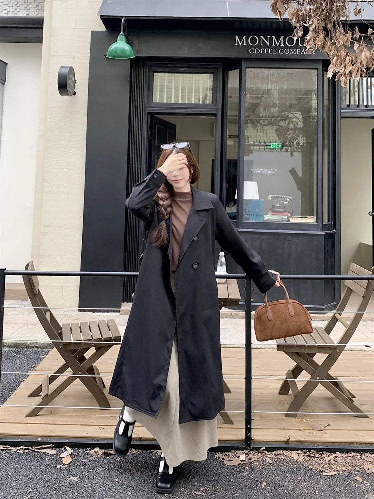 2025 Women's Coat Plus Size Mid-Length Jacket British Style Fashionable Temperament Spring Autumn Arrival Windbreaker Outerwear
