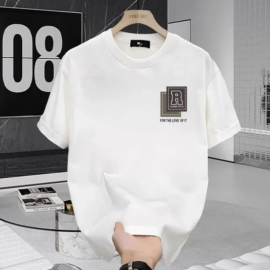 Printed T-shirt Men's Short sleeve 2025 summer loose fashion brand letter half sleeve Breathable Body shirt 100% cotton top