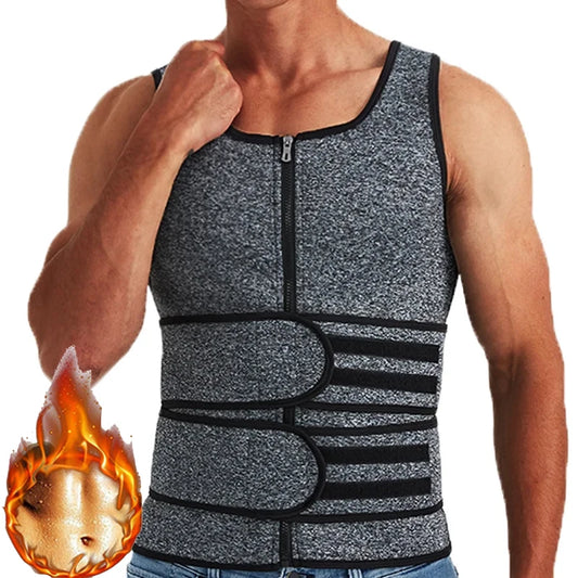 Men's Body Shaper Waist Trainer Sauna Vest Double Belt Sweat Shirt Corset Top Abdomen Slimming Shapewear Fat Burn Fitness Suits