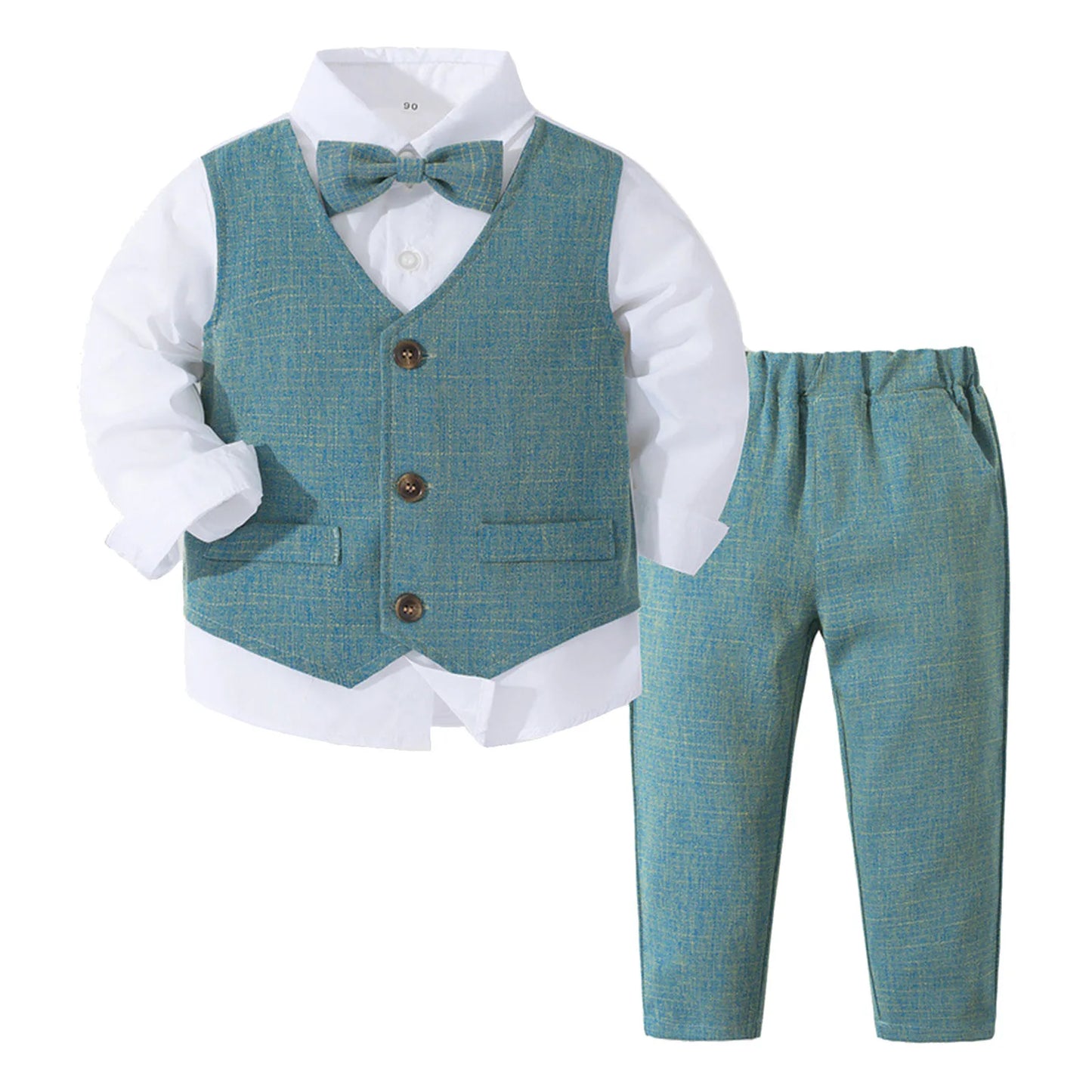 Boys Suits Gentleman Tuxedo Bow Tie Shirt Suit Vest Pants 4 Pcs Chic Toddler Baby Clothes Gentleman Outfit for Baptism Birthday