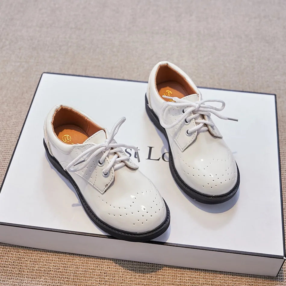 Kid Shoes For Boys PU Leather Shoes For Kids Wedding School Show Dress Flats Light Classic Black Children Loafer Moccasins HSD09