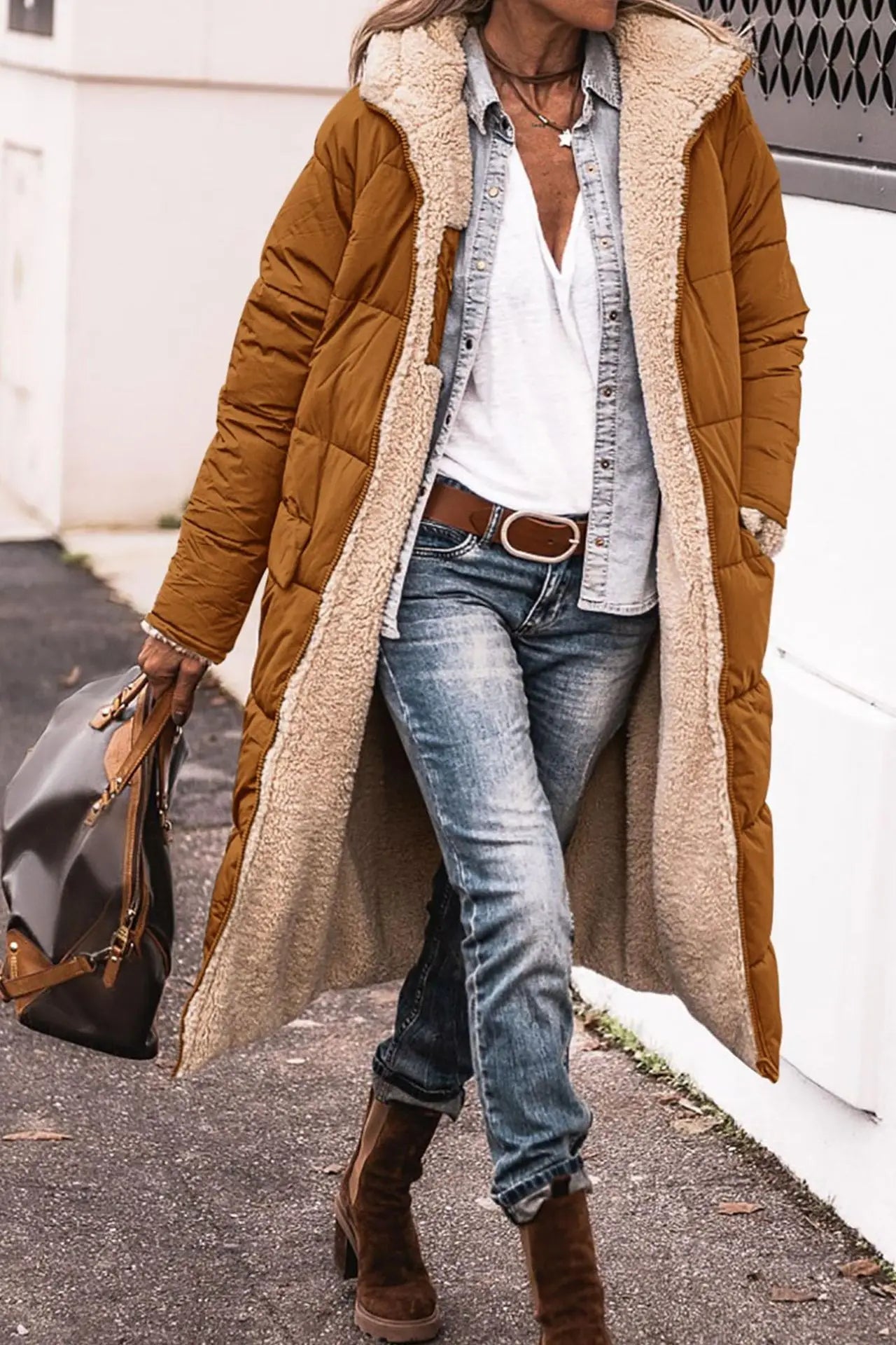Fashion Women's Coat Winter Hooded Long Sleeve Long Warm Temperament Comfortable Casual Solid Color Ladies Coat