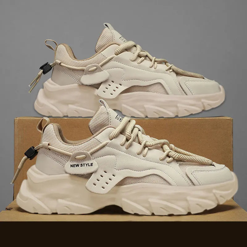 Men's Thick Sole Sport Shoes Simple Fashionable Casual Sneaker High Quality Rubber Plastic Male Athletic Shoes Chunky Sneakers