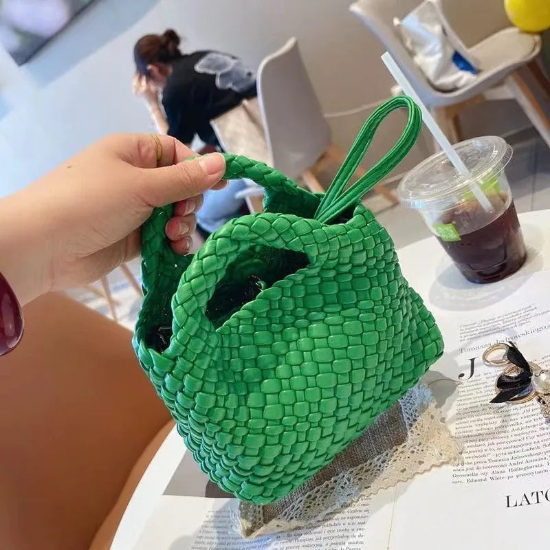 Hanrted Woven  Buet Bag Women's Crossbody Handbag Handheld Basket Bag Sli American Retro Sle Daily Use