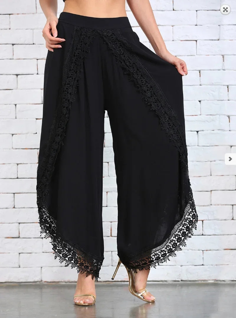 Women Fashion Pants Loose  Harem Sports Long Pant Lace Beach Light women's clothing Summer Trousers