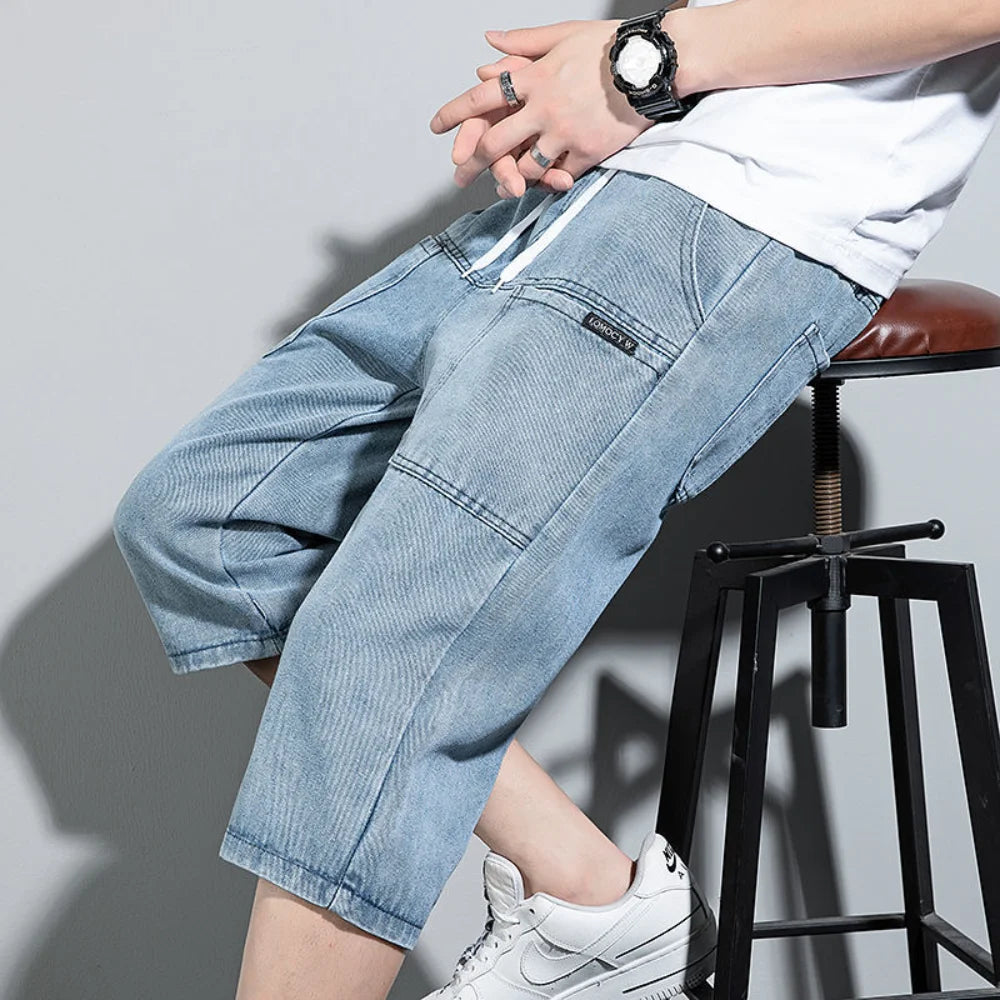 new Mens Summer Denim Short Men Jeans Fashion Streetwear Hip Hop Long 3/4 Capri Cargo Shorts bermuda masculina ropa hombre