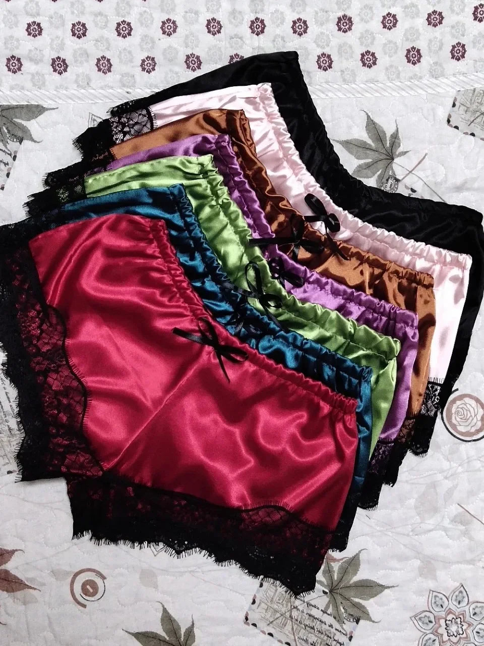 Pajama Sets Women Lace Silk Sleepwear Sexy Lingerie Crop Tops and Shorts Babydoll Nightwear Loungewear Pijamas