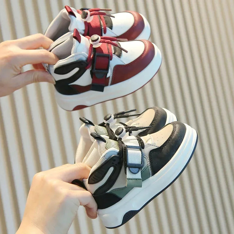Kid Sneakers School High-top Causal Sports Shoes for Boy Non-slip Spring Autumn Children Fashion Girls Chunky Basketball Shoes