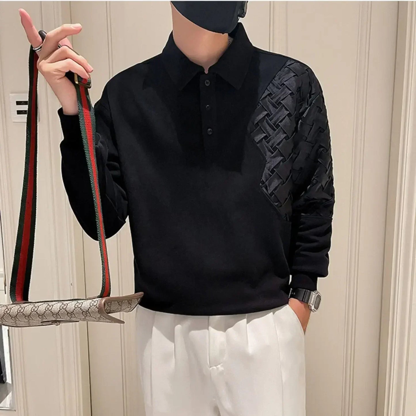 Polo T Shirt for Men 100℅ Cotton Pullovers Unicolor Man Sweatshirt Black Plain Sale Quotes Full Sleeve Designer Korean Autumn Xl