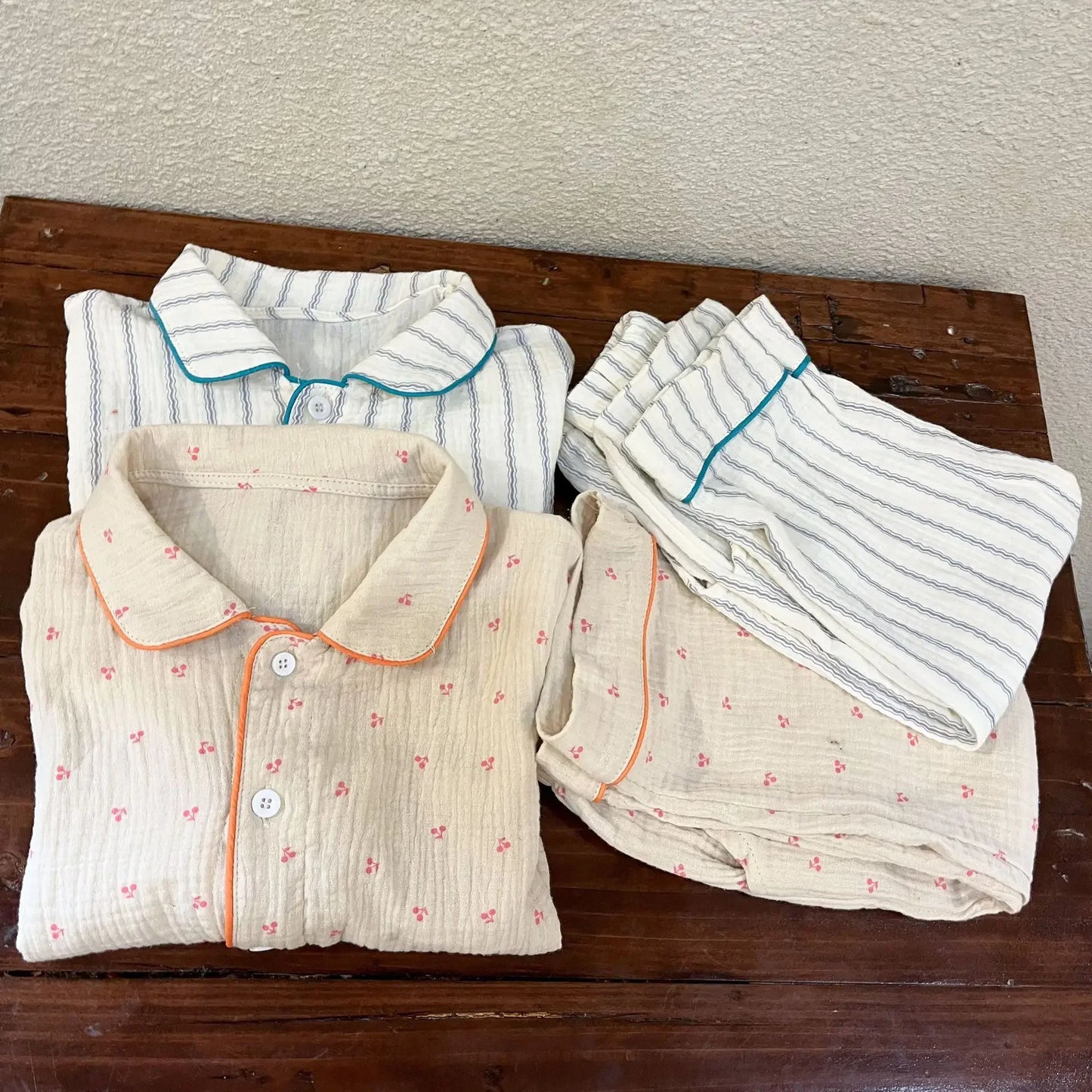 Pajama Sets New Spring Autumn Season Pure Cotton Gauze Baby Long Sleeved Girl Boys Childrens Clothing Sleepwear