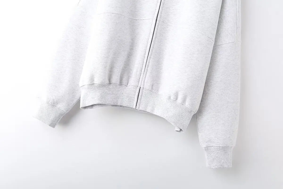 TRAFZR Cotton Zipper Cardigan Sets To Woman 2024 Tracksuit Suits Baggy Pants Sportswear Women Sweater 2 Piece Set Women Outfits