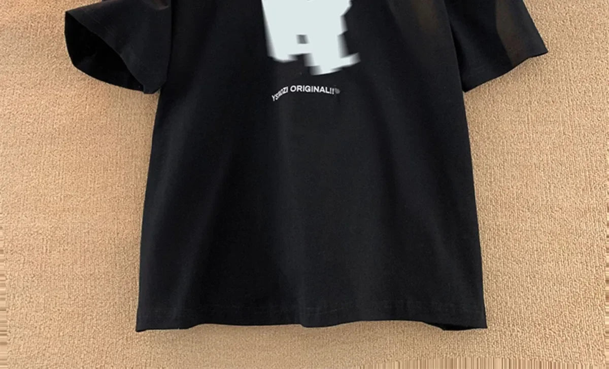 Short Sleeved T-shirt for Men and Women American Retro Pixel Style Pure Cotton Bottomed Shirt Loose Half Sleeves Summe