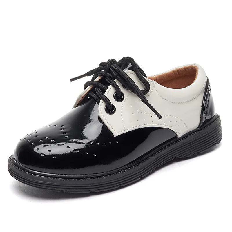 Kid Shoes For Boys PU Leather Shoes For Kids Wedding School Show Dress Flats Light Classic Black Children Loafer Moccasins HSD09
