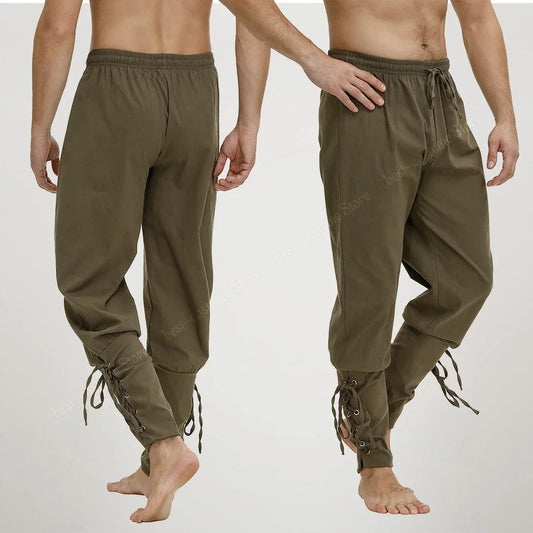 Pirate Pant for Men Costume Renaissance Medieval Pants Drawstring Shorts Halloween Costume Adult Cosplay