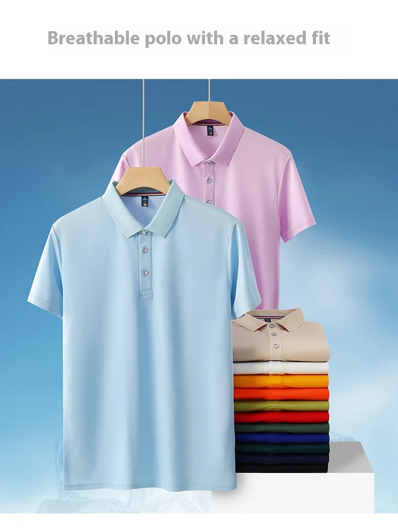 Men's and Women's Polo Shirts Summer New Work Lapel T-shirts Business High-quality UV Protection Brand Short Sleeves