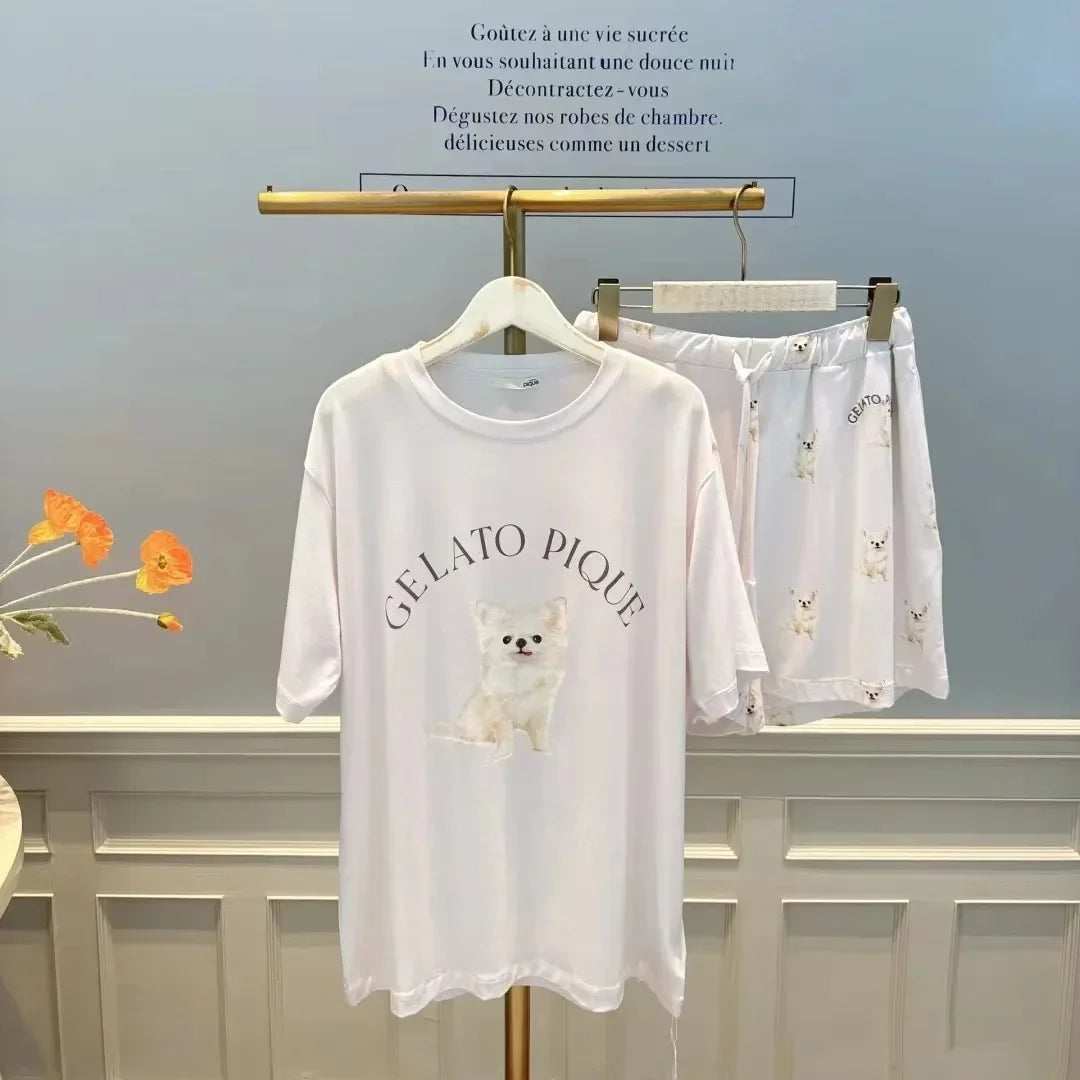 Pajama Pants Set Women's Clothing Short Sleeve Summer Comfortable Breathable Casual Stylish Simple Stylish Loose Cartoon