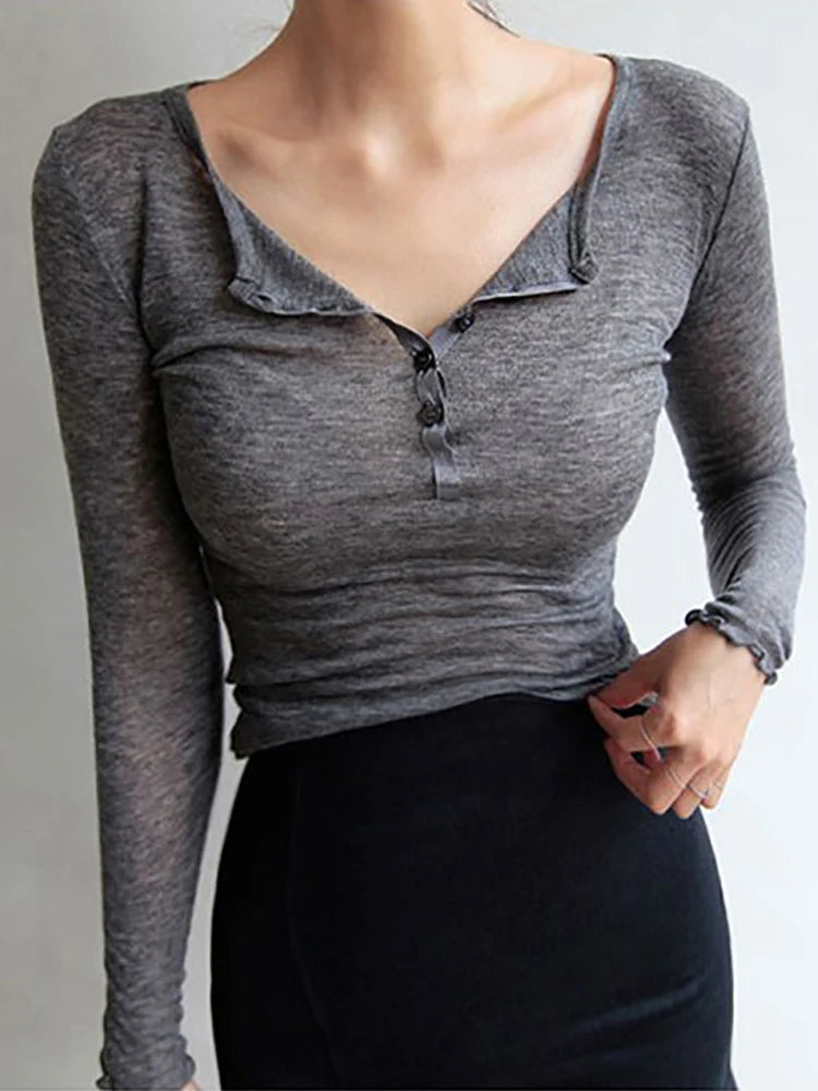 Sexy Tshirt Women T Shirt 2025 Spring Summer T-Shirt Women Tops Korean Long Sleeve Vetement Femme Ropa Mujer Kawaii Clothes