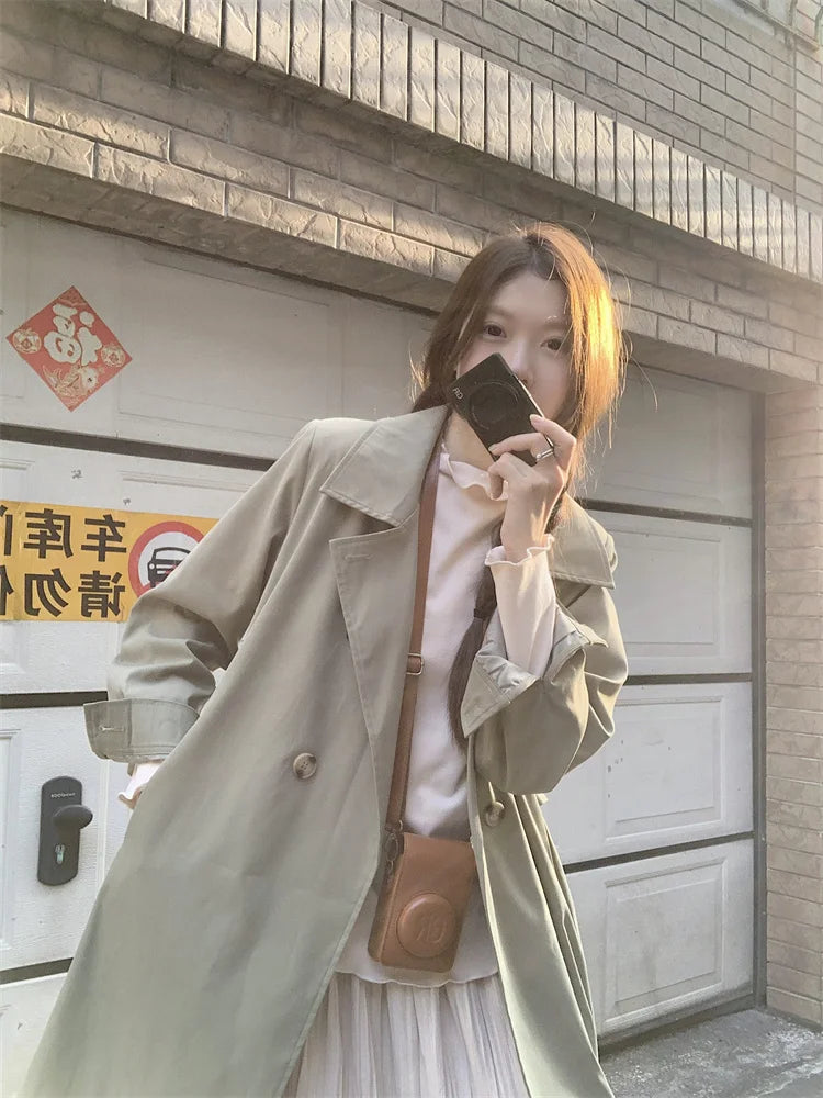 2025 Women's Coat Plus Size Mid-Length Jacket British Style Fashionable Temperament Spring Autumn Arrival Windbreaker Outerwear