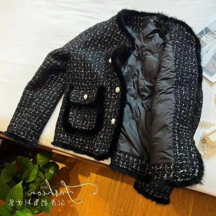 Women Coats Round Neck Full Sleeve Lamb Wool Jackets Single Breasted Slim Fit Thick Coat Open Stitch Elegant Outerwear 2024