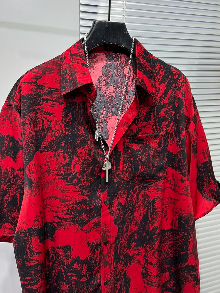 Men's 2025 Summer New Thin Original Personalized Tops Printed Loose Comfort Handsome Chic Shirts Men's Short-sleeve Trendy Shirt