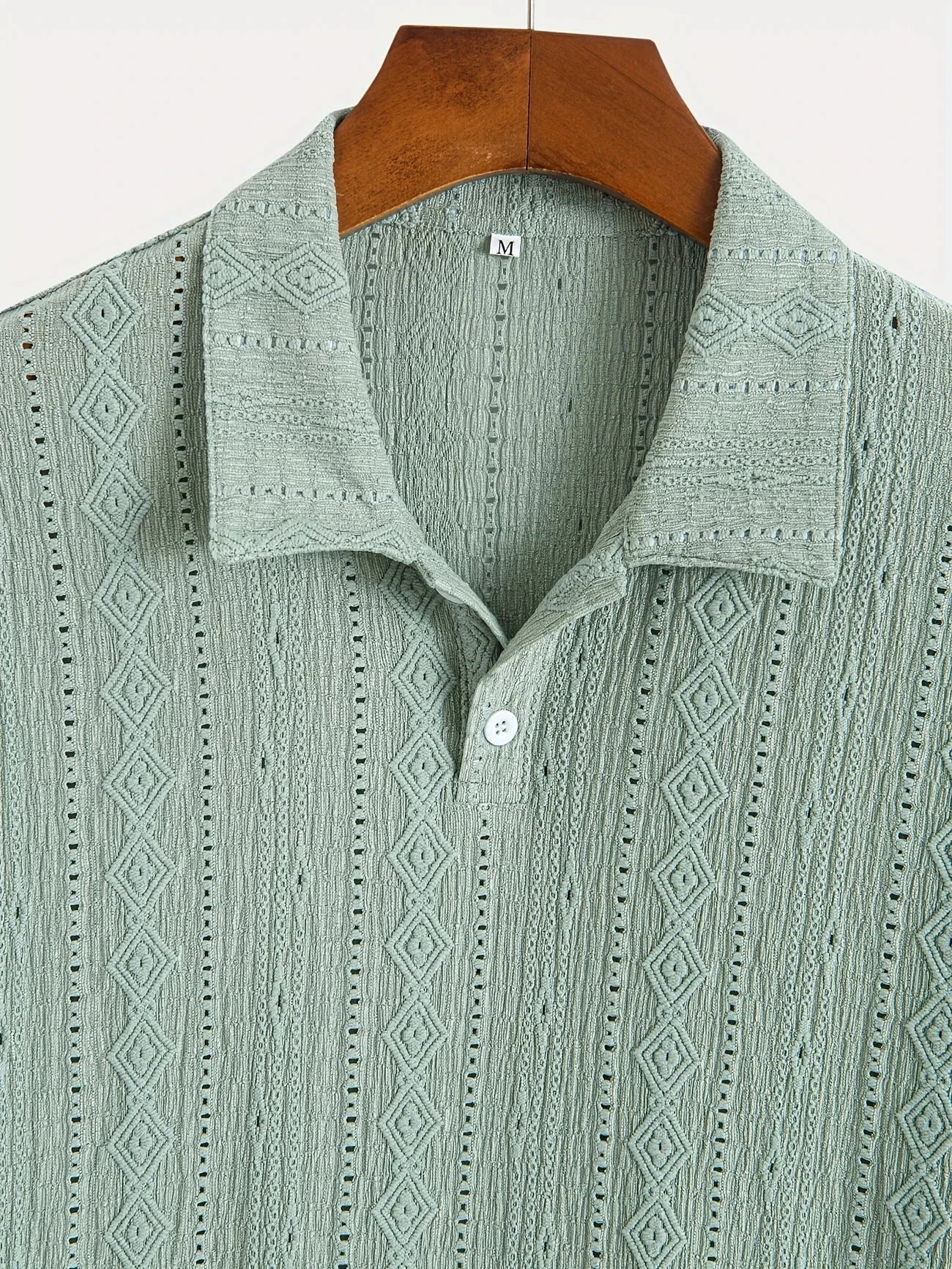 New Polo Shirts For Men Streetwear Solid Color Jacquard Textured Half Buttoned Short Sleeves T-shirt Men's Basic Tops