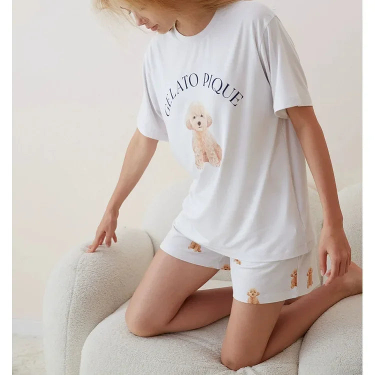 Pajama Pants Set Women's Clothing Short Sleeve Summer Comfortable Breathable Casual Stylish Simple Stylish Loose Cartoon