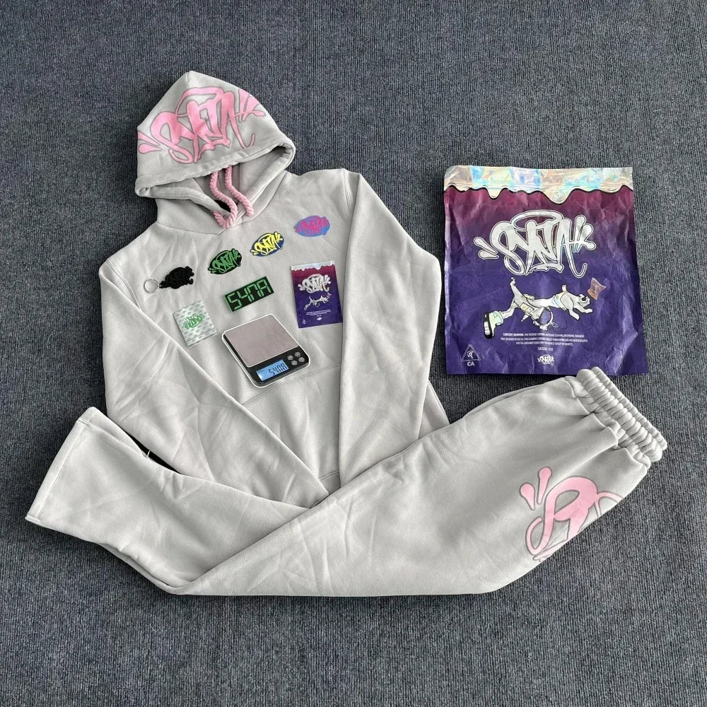 Sy World Tracksuit Women Men Cotton Casual Hoodie Uk Drill Jacket Trousers Streetwear Coat Young Trendy Hooded Tops Pants