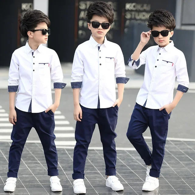 Boys Shirts Fashion Children Plaid Shirts Cotton Long Sleeve Boys Tops Shirt Teenage Kids Boys Clothes 5 6 8 9 10 12 14 15 Years