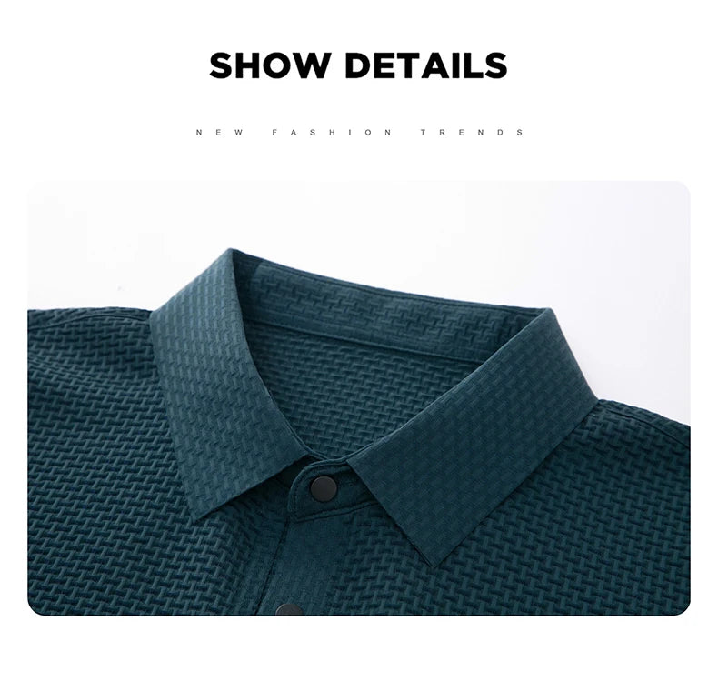 Summer Short Sleeve Polo Shirts Men Turn-Down Collar Anti-Wrinkle Solid Polos Tops Breathable Male Business Casual Tees Tshirts