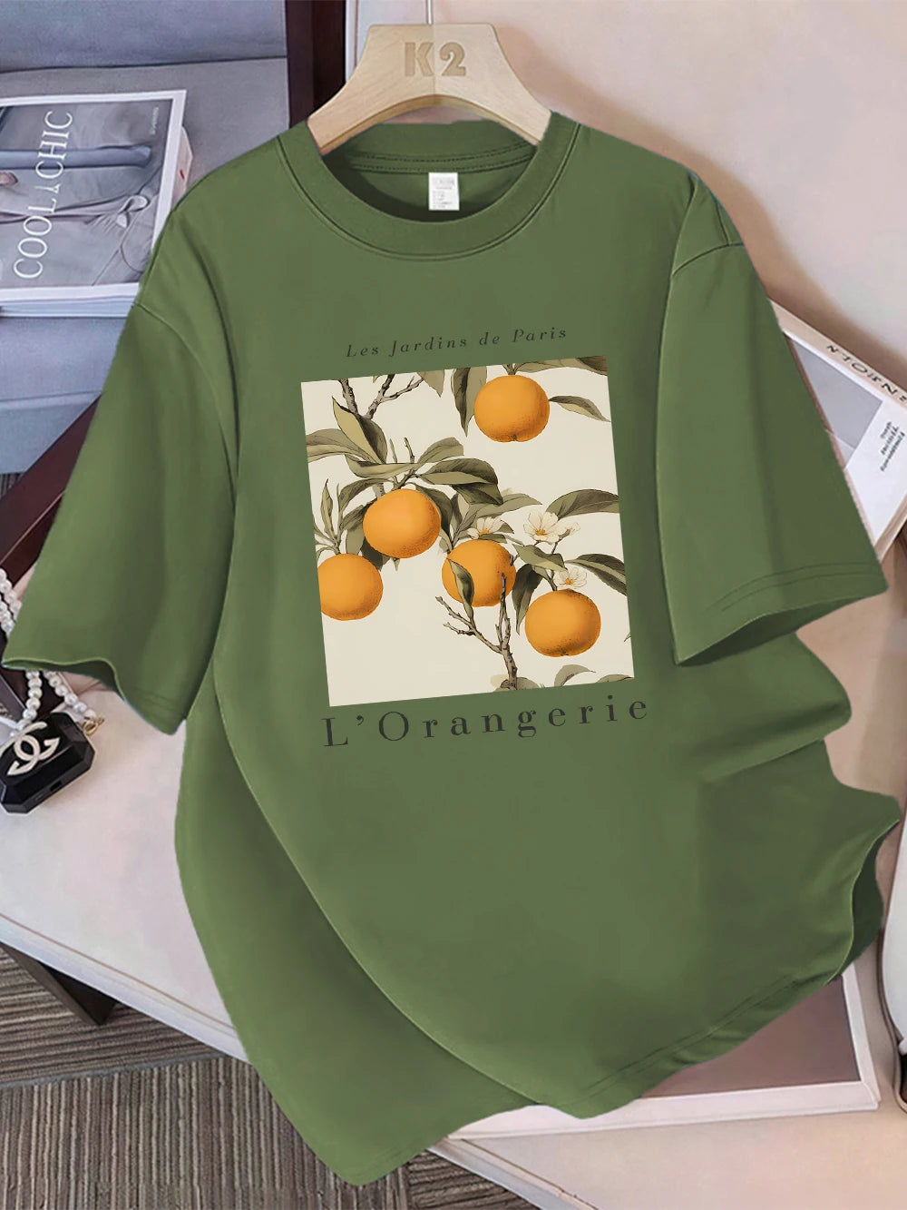 Summer T-Shirts Women Cotton Fresh Oranges Fruits Printing Tops Loose O-Neck Soft Comfortable Short Sleeve Street Woman Clothes