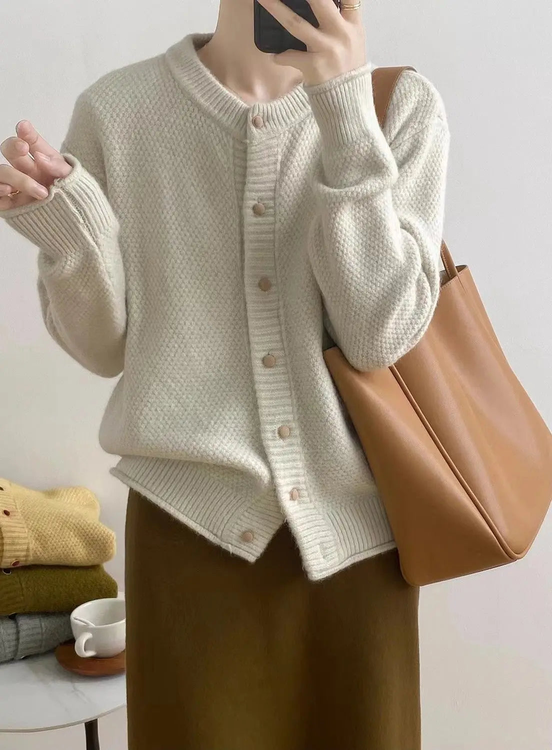 Sweater Coat for Women Autumn Winter New Collection High-End Loose Knit Cardigan