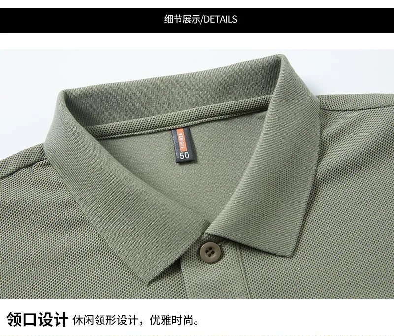 Short Sleeved Polo Shirt for Men in Summer 2025, New Business Casual Wrinkle Resistant Half Sleeved Lapel T-shirt, Loose and Iro