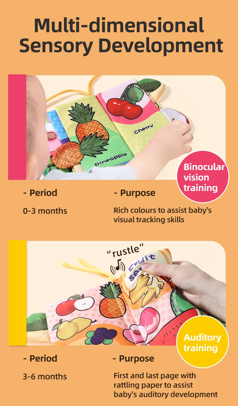 Baby Cloth Book 6 Pages 0-3 Year Old Early Education Parent-child Interaction Baby Toys For 0-3 Year Old Newborn Gifts