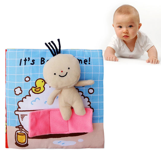 Baby First Cloth Book Washable Fabric Educational Durable Non-Toxic Infant Learning Books Crinkle Sensory Bath For Kids