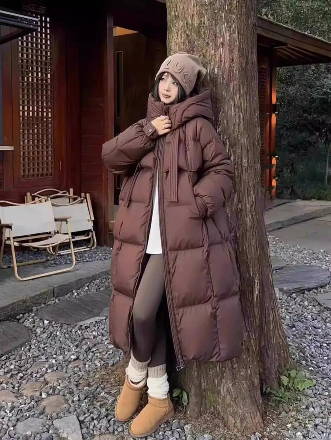 Black Winter Coat 2025 New Women's Thick Cotton Parka Jacket Korean Oversized Loose Hooded Coats Female Casual Long Overcoat