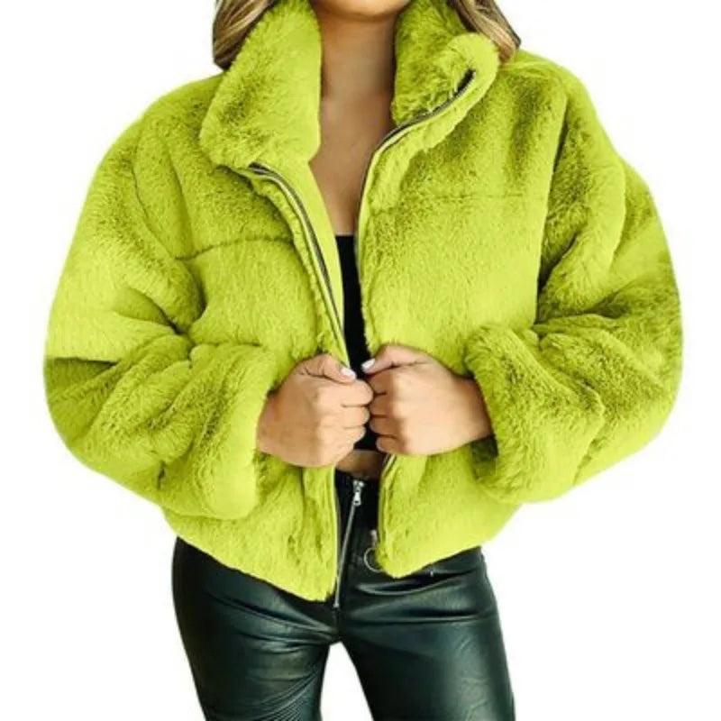 Autumn Winter Coat For Women 2025 New Elegant Teddy Bear Warm Thicken Fleece Faux Fur Coats Jacket Women Long Sleeve Outwear