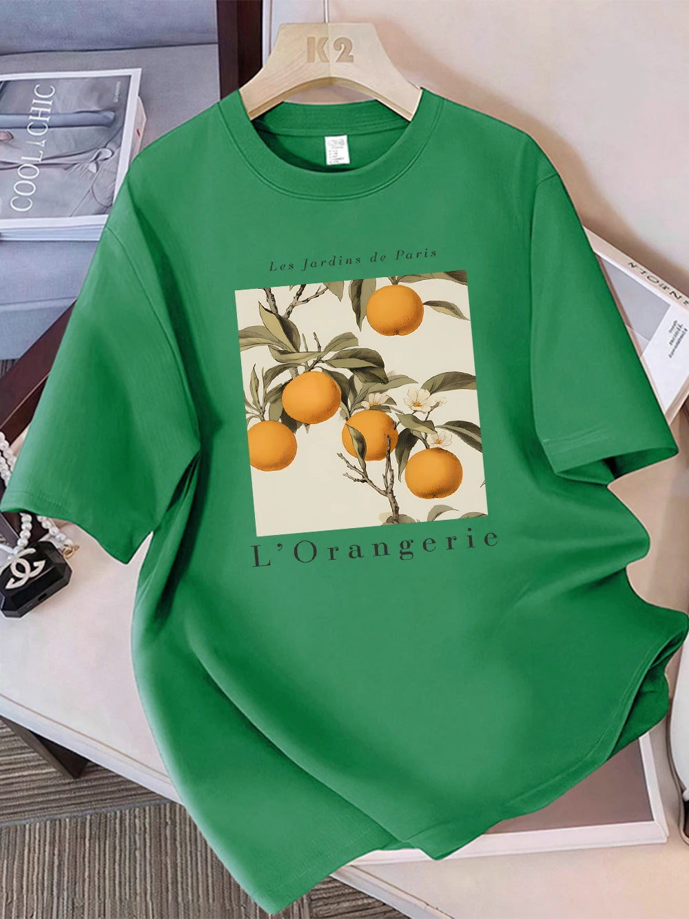 Summer T-Shirts Women Cotton Fresh Oranges Fruits Printing Tops Loose O-Neck Soft Comfortable Short Sleeve Street Woman Clothes