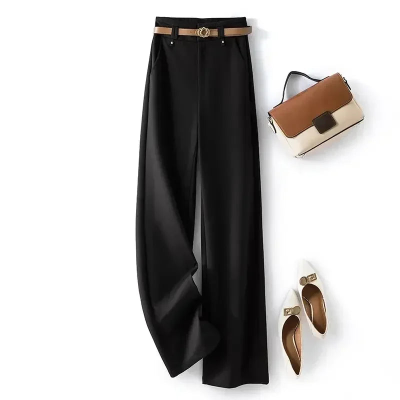 Women's Pants Work Dress Office Tailoring Fluid Female Trousers Wide Leg Straight New in Clothing G Aesthetic Trends 2024 Slacks