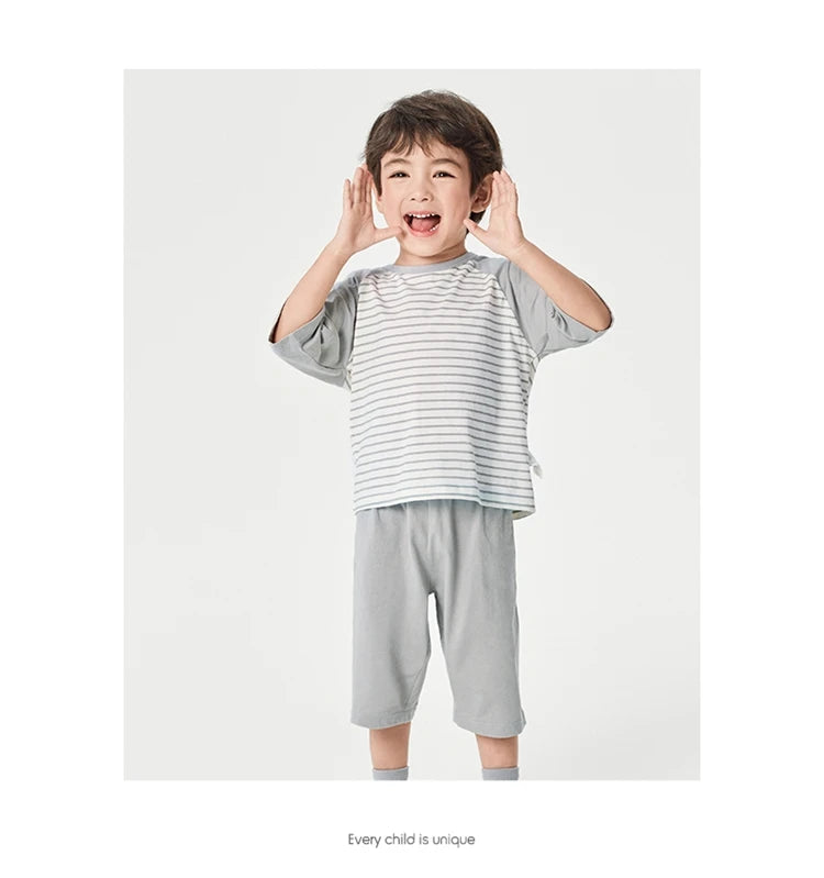 Balabala Pajama Sets Boys GirlsThin 2025 Summer New Air-conditioned Clothing Home Wear for Young and Older Children Parent-Child
